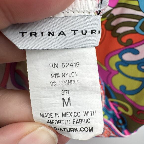 Trina Turk Sevilla Floral Swim Jersey Coverup M Multicolor Retro Resort Beachy - Picture 9 of 12